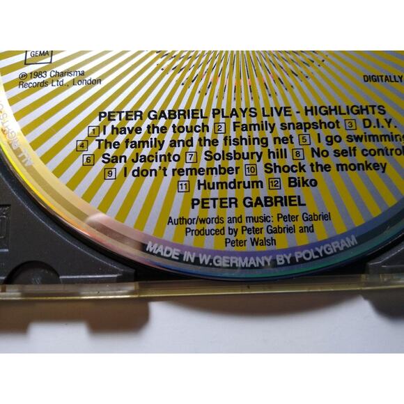 Peter Gabriel Plays Live Highlights CD 1983 West Germany Yellow Spiral Charisma - Picture 3 of 4